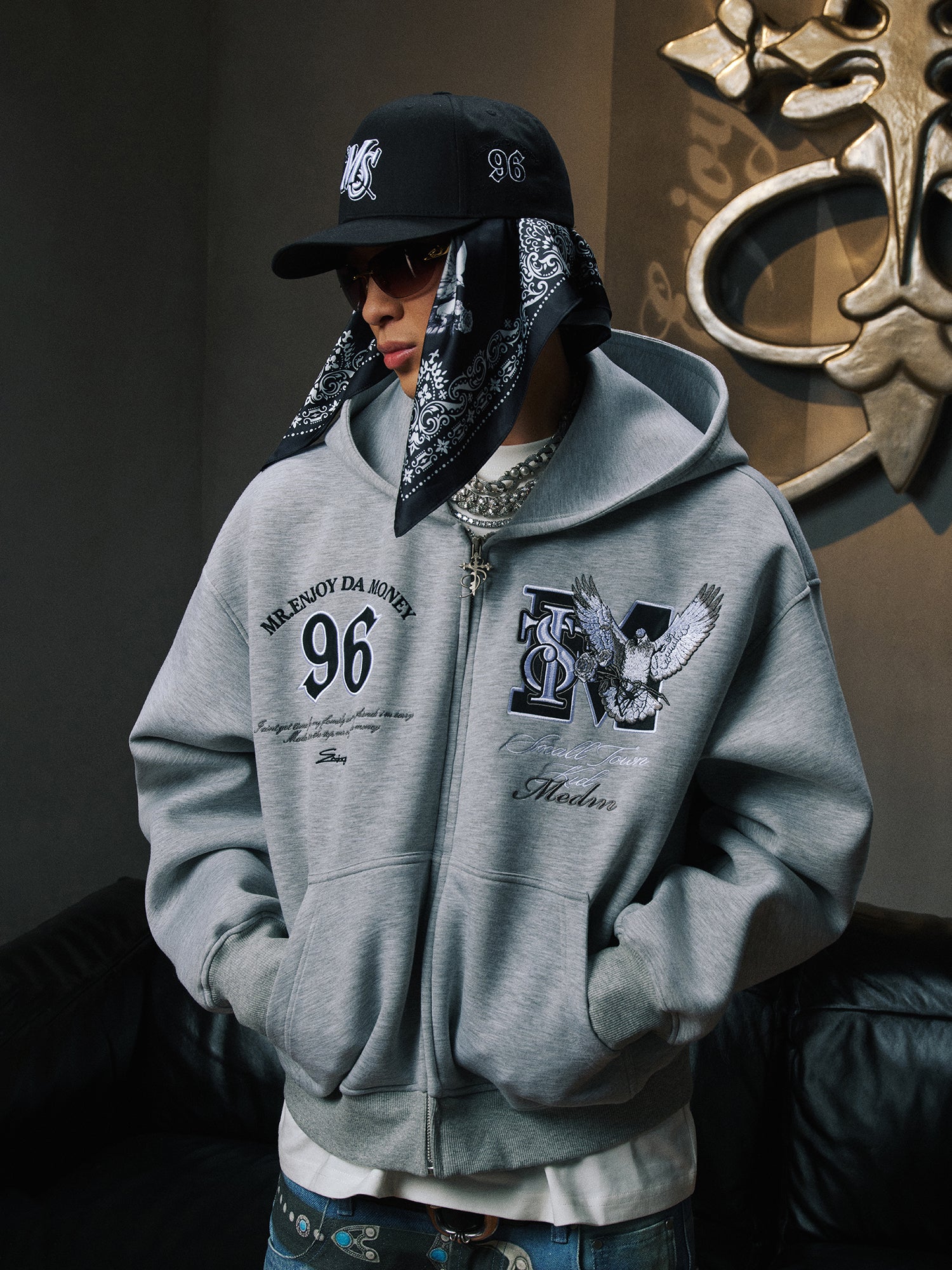 Small Town Kid x MEDM Peace Dove Logo Zip Up Hoodie