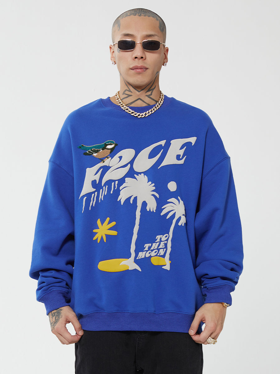 F2CE LOGO Foam Creative Print Embroidery Sweatshirts