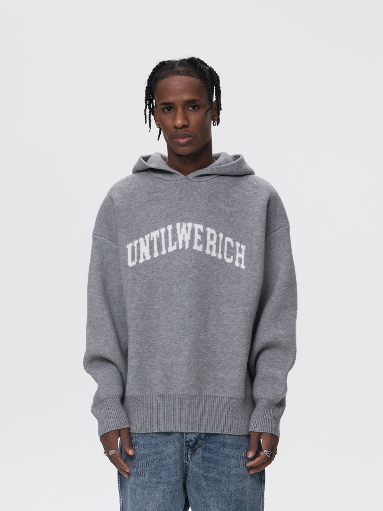 UNTILWERICH Jacquard Hooded Knit Sweater