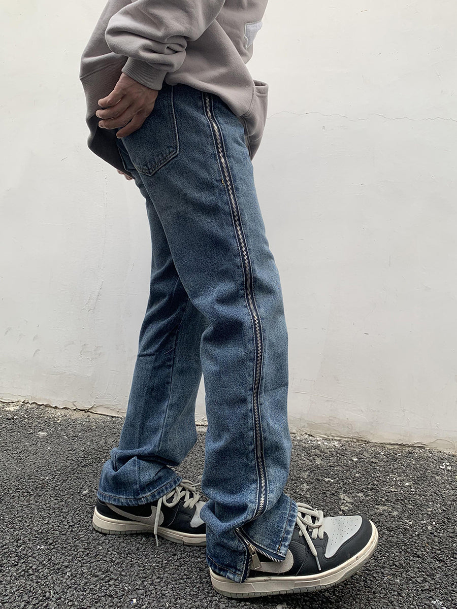 Side Zipper Design Denim Jeans