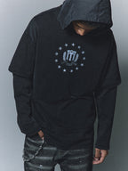 ANTIDOTE Washed Print Fake Two Piece Hoodie