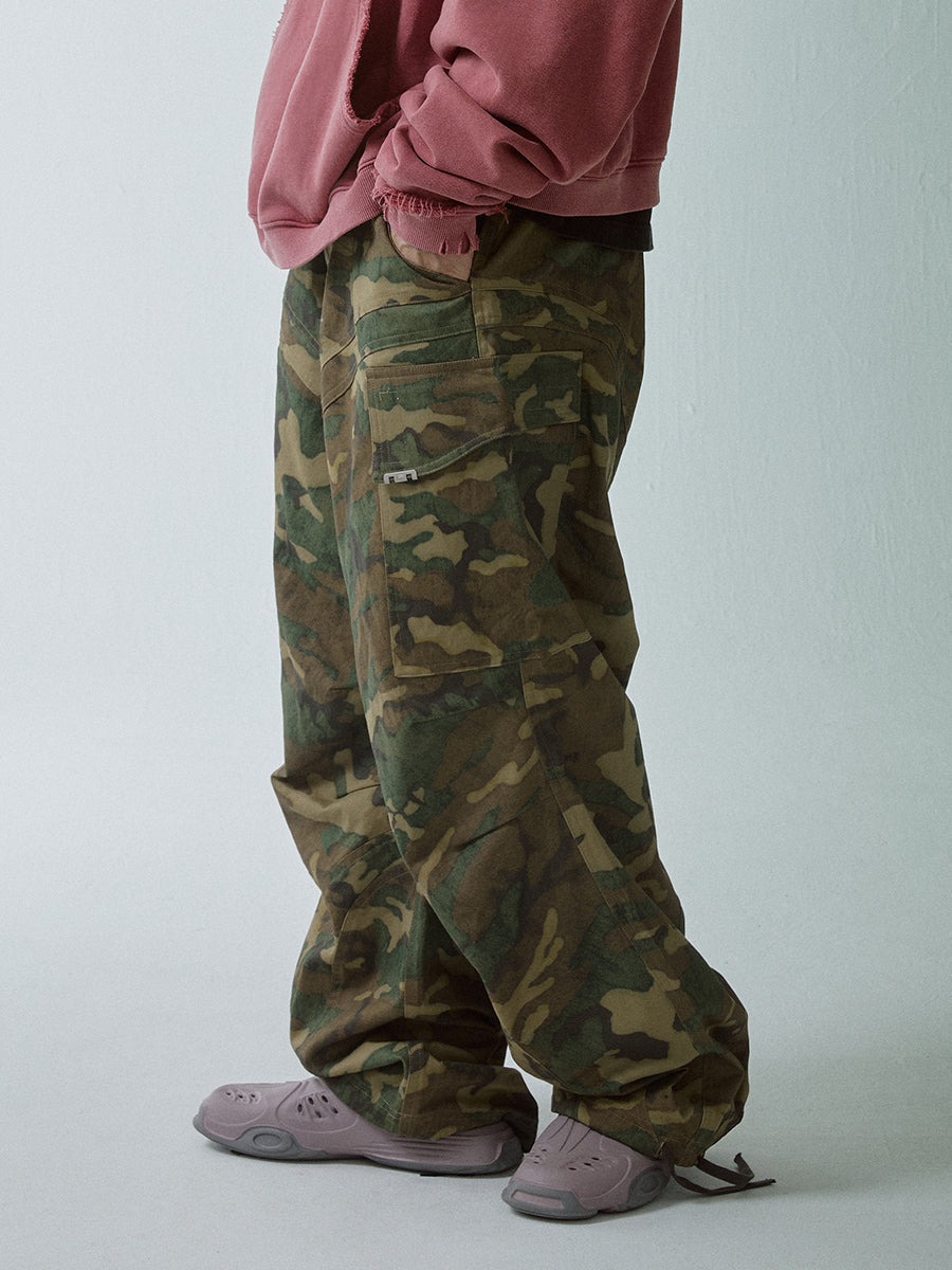 F2CE Pleated Camouflage Work Baggy Cargo Pants