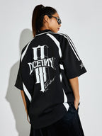 DICETINY Floral Logo Print Soccer Jersey Polo Shirt