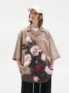 Harsh and Cruel Vintage Floral Oil Painting Cuban Shirt