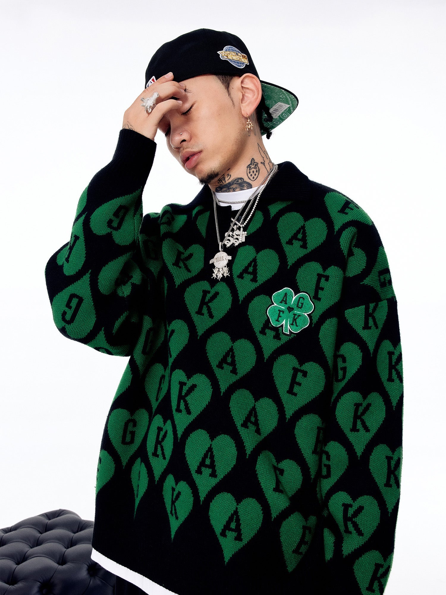 AFGK All-Over Print Logo Knit Sweater