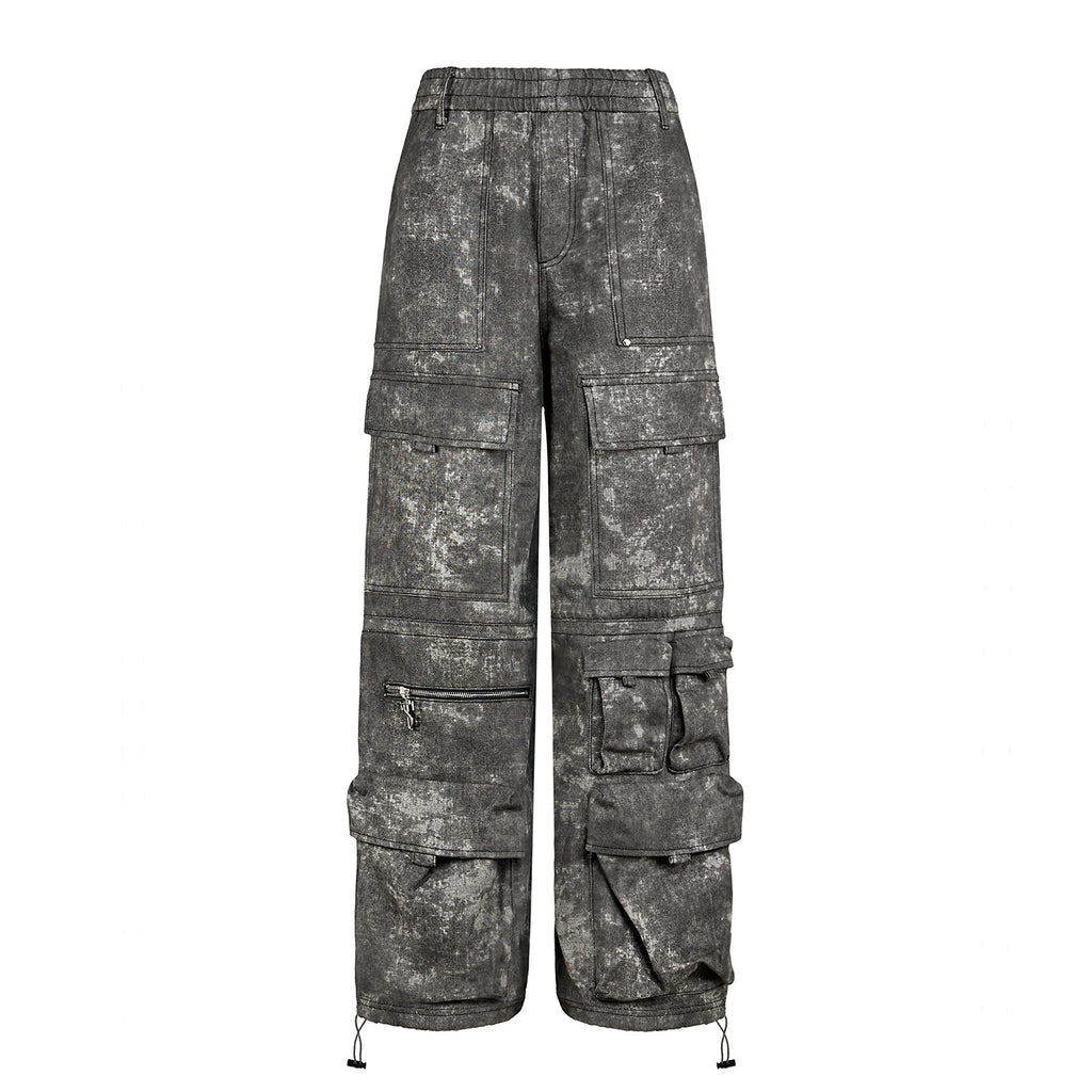 Small Town Kid Dirty Dye Multi Pocket Work Cargo Pants