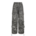 Small Town Kid Dirty Dye Multi Pocket Work Cargo Pants