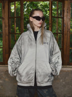 STEEPC Blade Drop Shoulder Dirty Zip Hoodie