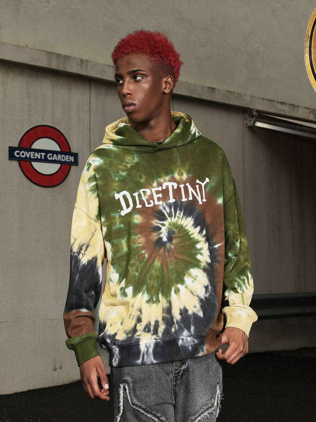 DICETINY Tie Dye Swirl Bone Print Hoodie