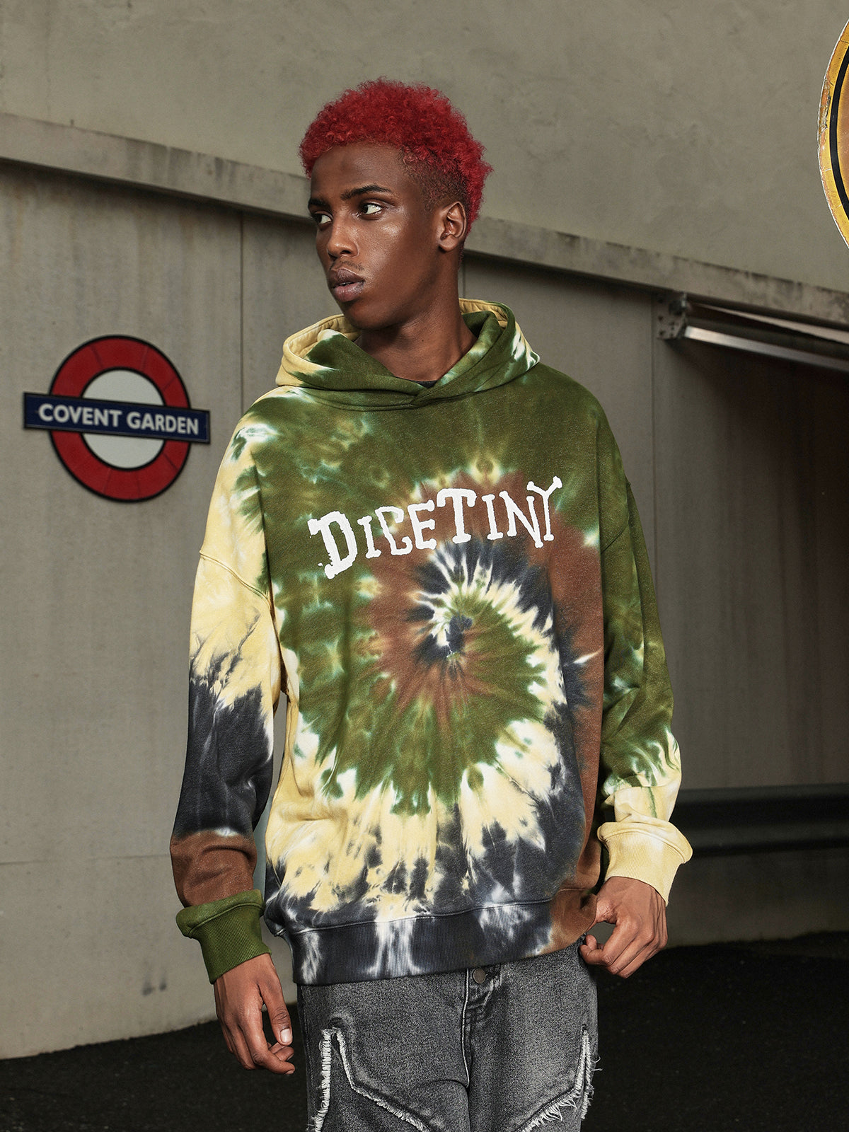 DICETINY Tie Dye Swirl Bone Print Hoodie