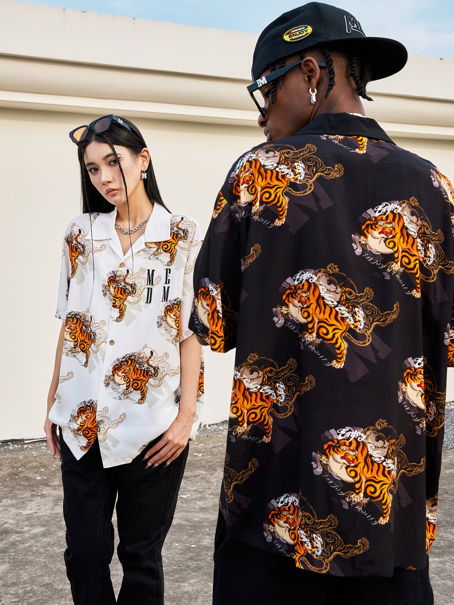 MEDM Tiger Full Printed Short Sleeved Hawaiian Shirt