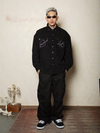 S45 Basic Embroidery Star Studs Long Sleeved Shirt