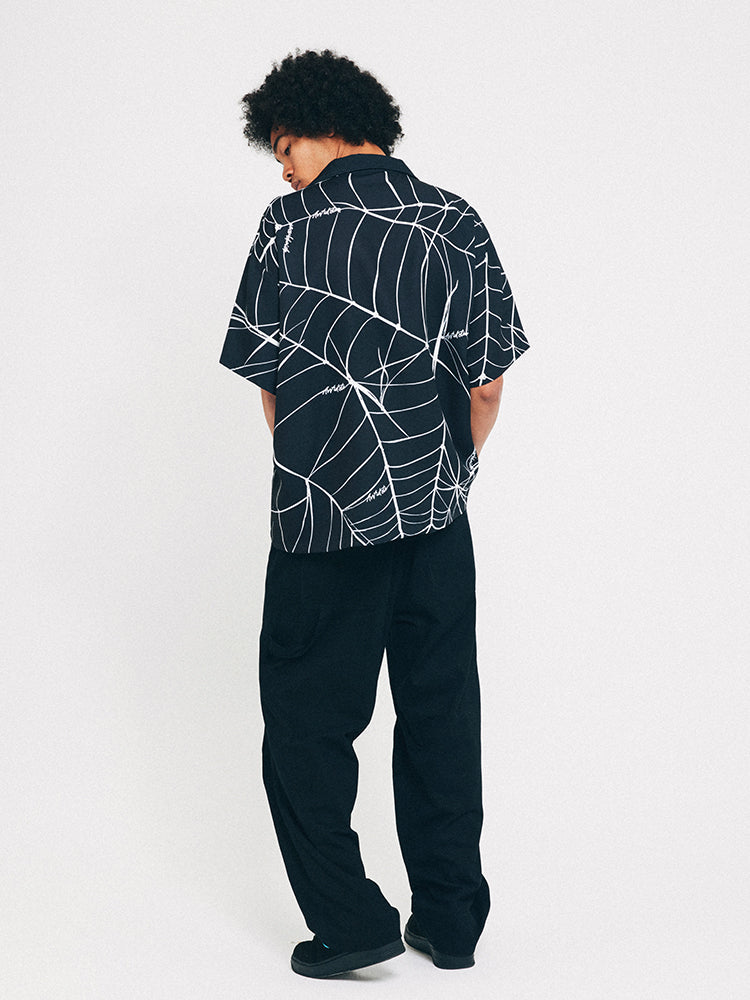 ANTIDOTE Spider Web Print Short Sleeved Shirt