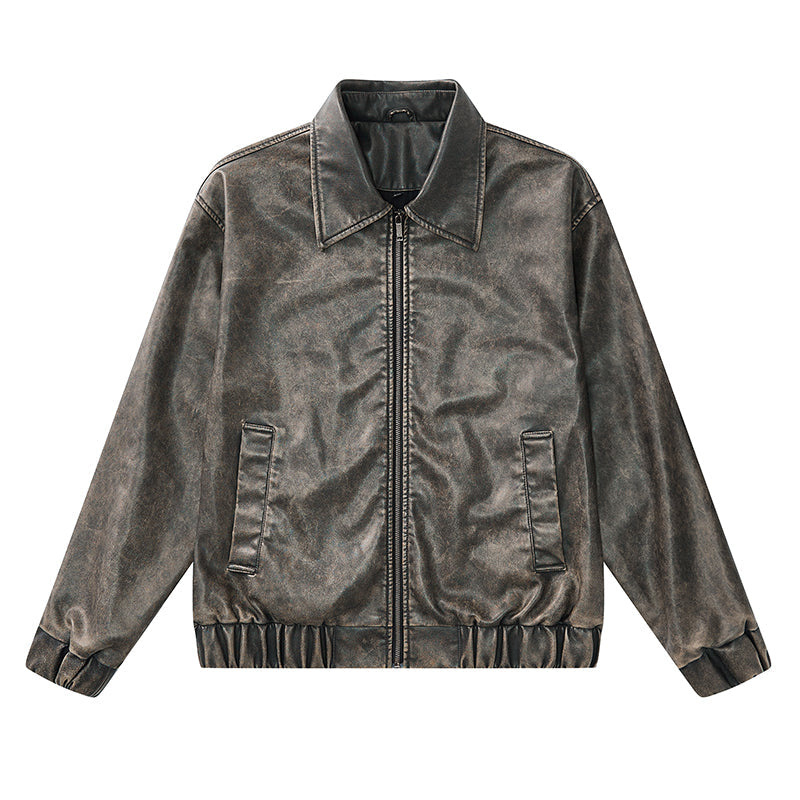 F3F Select Vintage PU Leather Zip Up Jacket