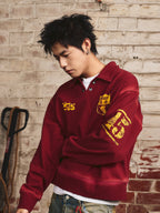 S45 Vintage Lapel Patch Polo Sweatshirt