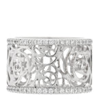 18K White Gold Diamond Camellia Ajoure Band Ring 51 5.75