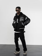 Harsh and Cruel Embroidered stars Clouds Varsity Jacket