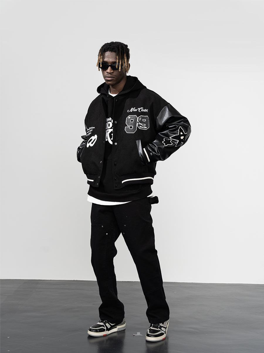 Harsh and Cruel Embroidered stars Clouds Varsity Jacket