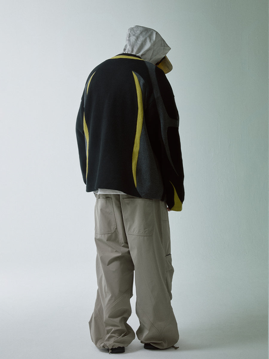 F2CE Deconstructed Clashing Color Waffle Sweatshirt