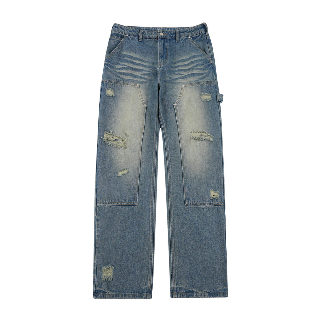 S45 Hole Washed Double Knee Jeans