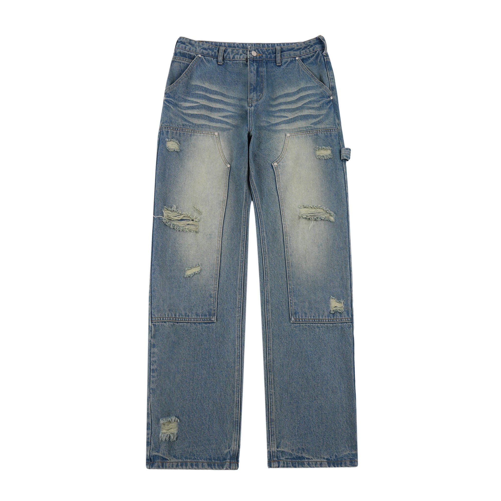 S45 Hole Washed Double Knee Jeans