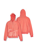 STEEPC Washed Aged Red Raglan Zip Up Hoodie
