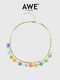 AWE Glass Flower Pearl Necklace