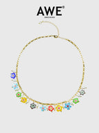 AWE Glass Flower Pearl Necklace