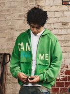 S45 Washed Flocking 3D Printed Zip Up Hoodie