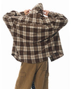 JHYQ Work Plaid Embroidery Hooded Shirt Jacket