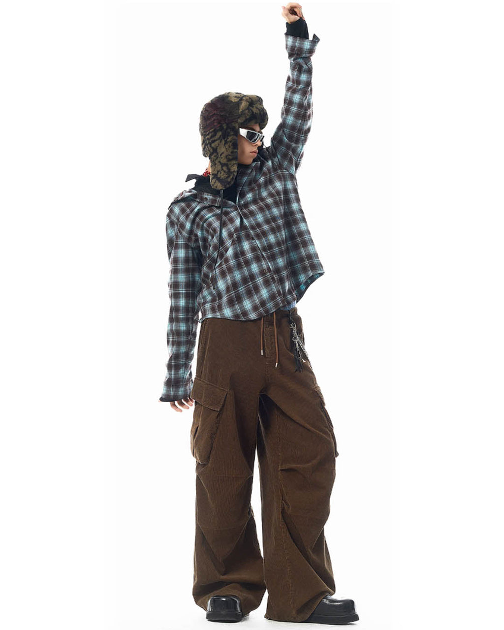 JHYQ Casual Basic Plaid Hooded Long Sleeved Shirt