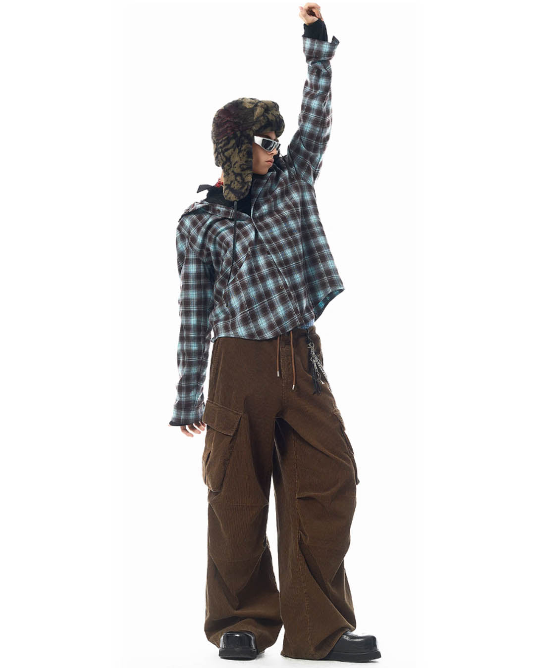 JHYQ Casual Basic Plaid Hooded Long Sleeved Shirt