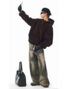 JHYQ Washed Dirty Dyed Gray Baggy Jeans