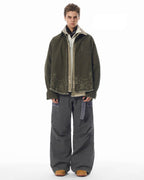 JHYQ Contrast Color Pleated Baggy Cargo Pants