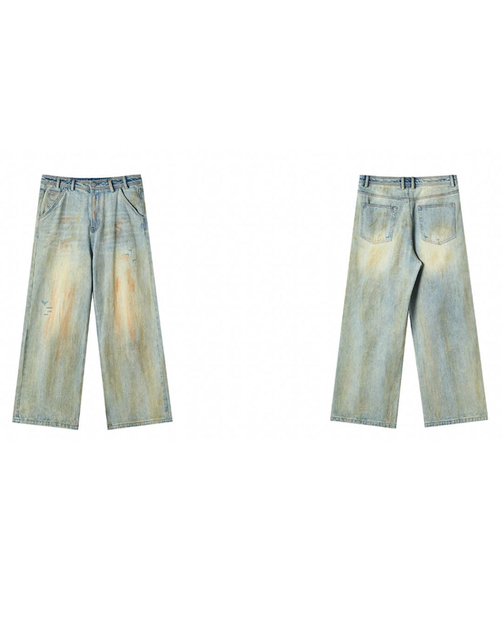 JHYQ Vintage Dirty Dyed Washed Baggy Jeans