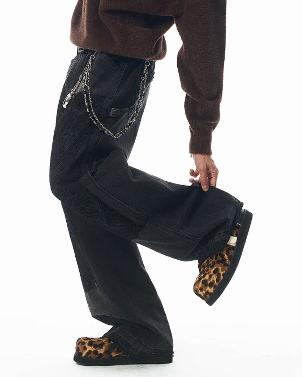 JHYQ Mesh Stitching Double Knee Jeans