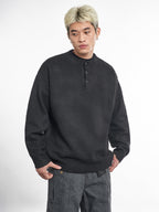F3F Select Relaxed Fit Henley Neck Knit Sweater
