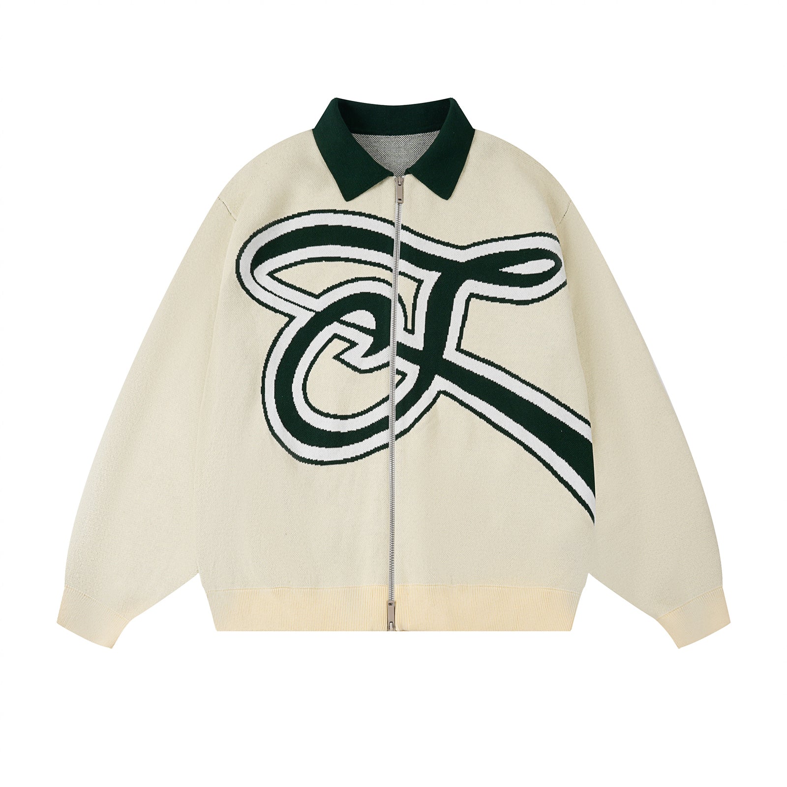 S45 Handwritten S Letter Zip Up Knit Cardigan