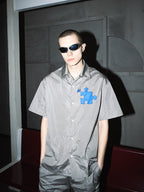 YADcrew Plastic Pattern Fabric Short Sleeved Shirt