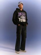 Small Town Kid Lacquered Arc Print Zip Up Hoodie