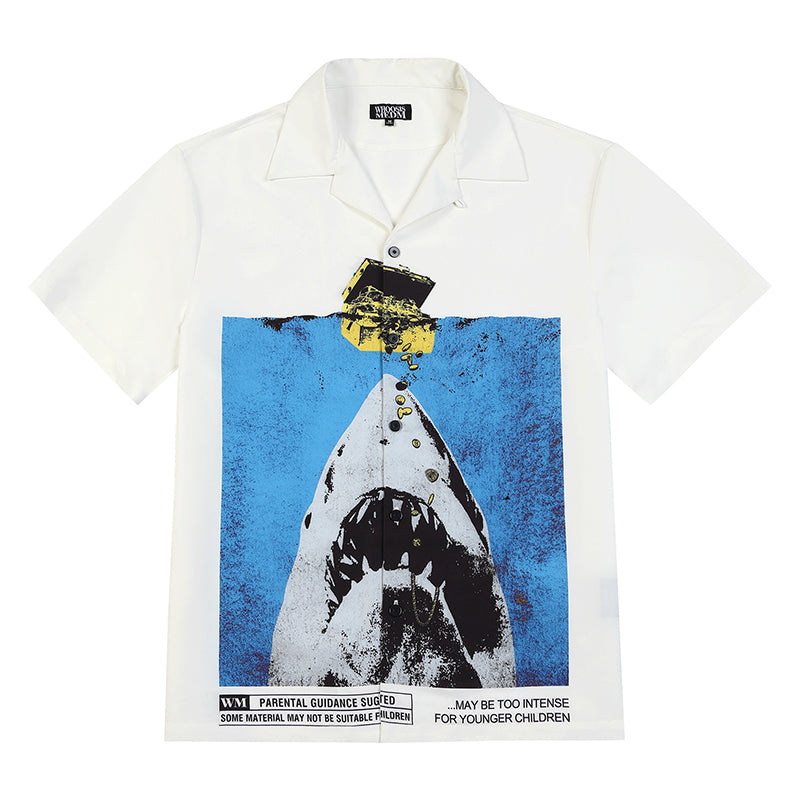 MEDM × WHOOSIS Deep Sea Treasure Shark Short Sleeve Shirt