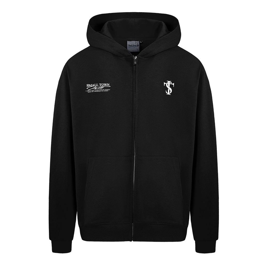 Small Town Kid Font Typography Logo Zip Up Hoodie