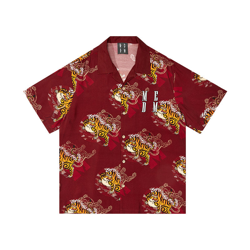 MEDM Tiger Full Printed Short Sleeved Hawaiian Shirt
