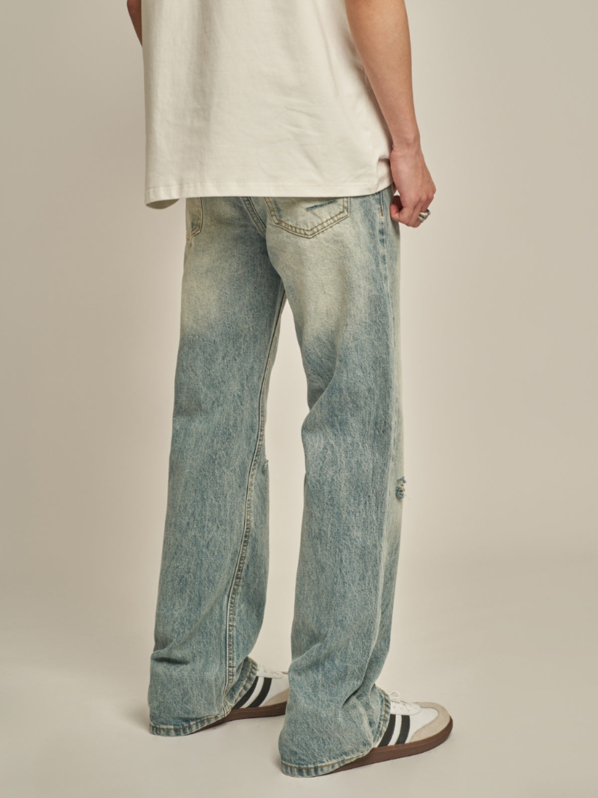 F3F Select Stonewashed Light Blue Holes Jeans