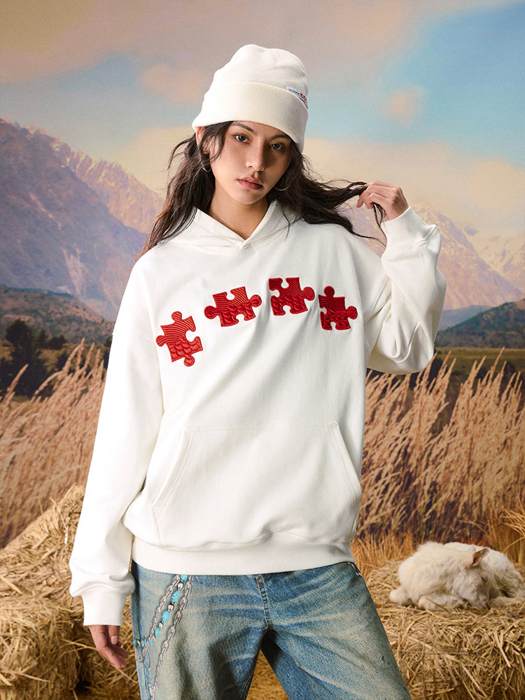 YADcrew Dragon Scale Embroidery 3D Puzzle Hoodie