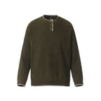 F3F Select White Stitching Henley Neck Knit Sweater