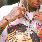SALUTE TYGA x *EVAE+ Tiger Amber Dice Cashew Flower Butterfly Necklace