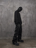 UNDERWATER Washed Pleated Deconstructed Patchwork Sweatshirt Black