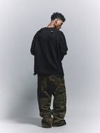 ANTIDOTE Hole Breaking Badge Printed Knit Sweater