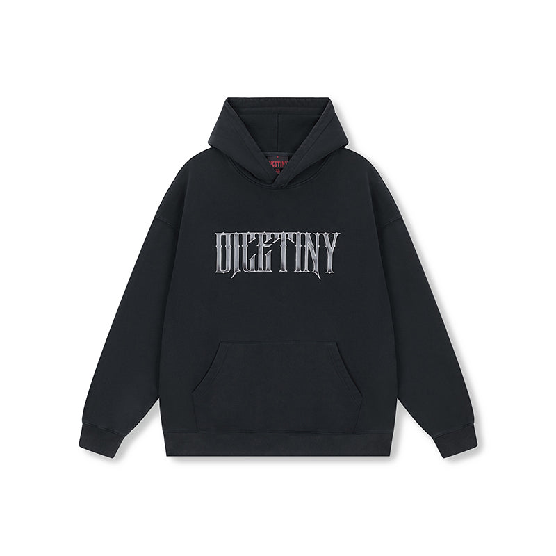DICETINY Metal Font Logo Washed Hoodie